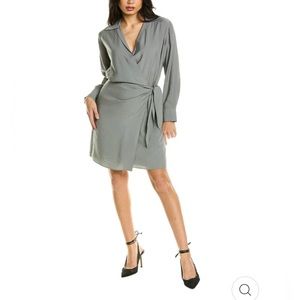NWT Vince Long Sleeve Wrap Front Dress - Slate - Small